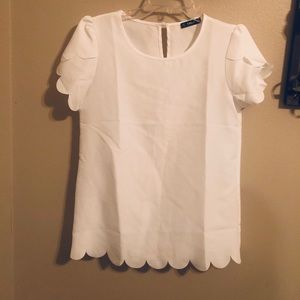 White scalloped blouse